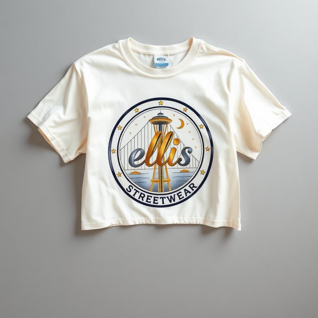 ESW women's cream oversized cropped streetwear tee