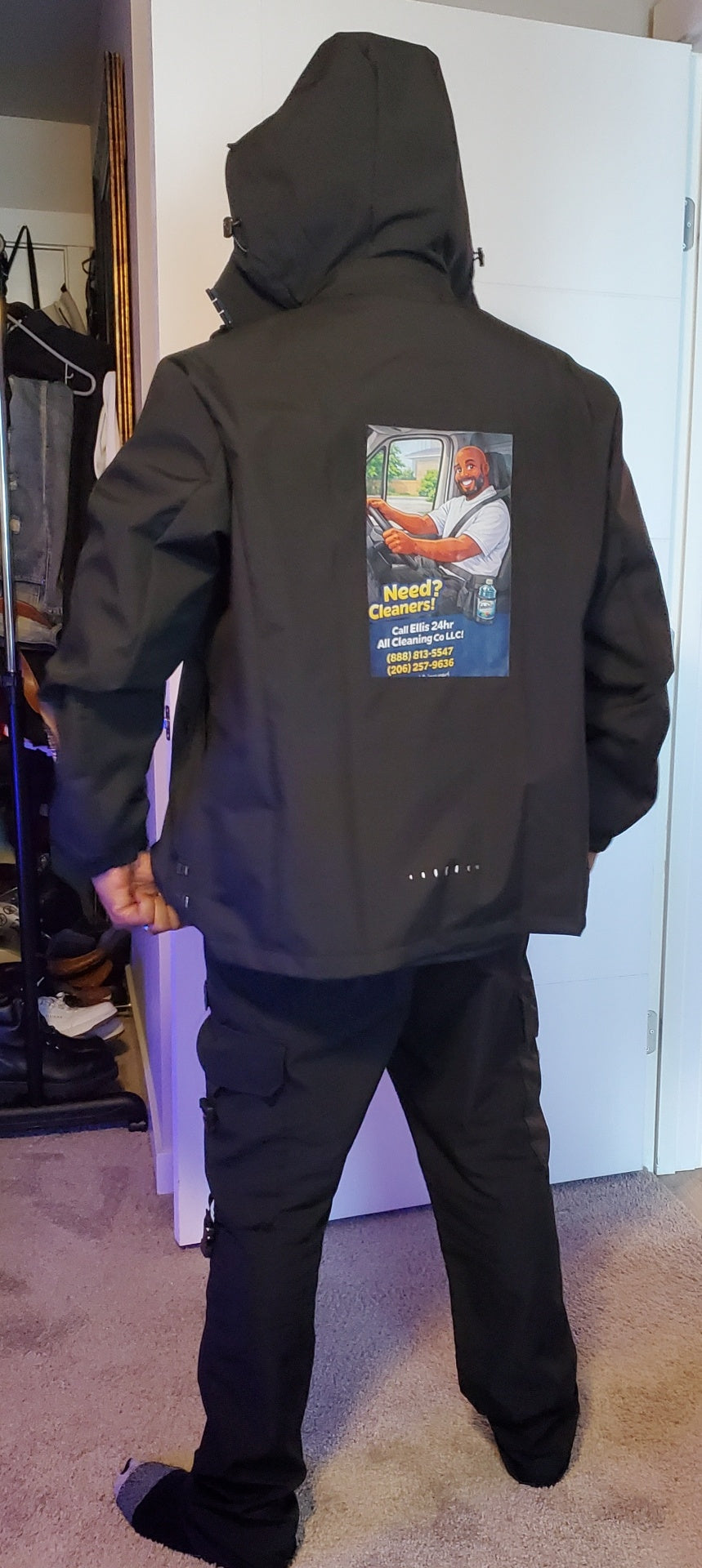 Ellis 24hr branded black hooded jacket
