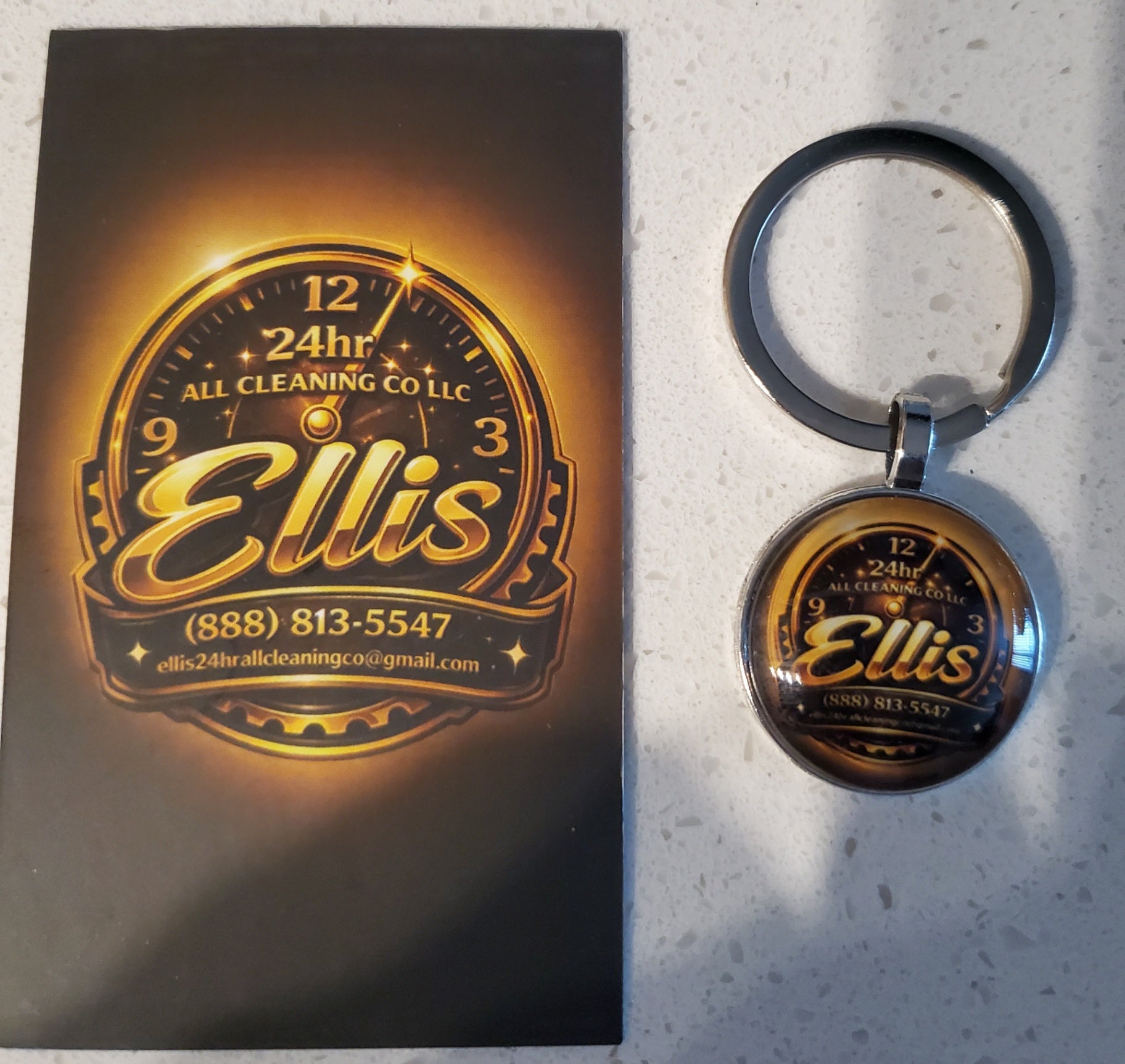 Ellis 24hr leatherette logo keychain